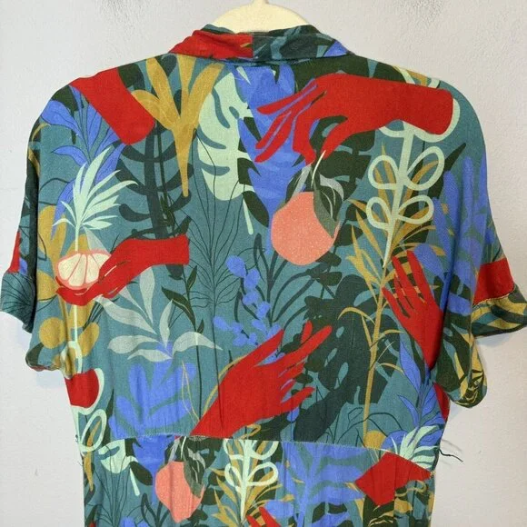 Hutch Rigby Tropical Floral Button Front Maxi Shirt Dress Size Small Pal… - Picture 8 of 12